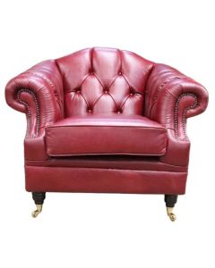 Chesterfield Handmade Armchair Old English Gamay Red Leather In Victoria Style