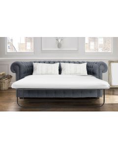 Chesterfield Handmade Arnold 3 Seater Sofa Bed Grey Wool In Classic Style