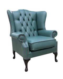Chesterfield Handmade Bloomsbury Flat High Back Wing Chair Jade Green Leather