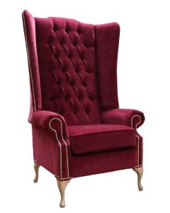 Chesterfield Handmade Soho 5ft High Back Wing Chair Pimlico Wine Fabric