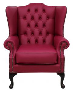 Chesterfield High Back Wing Chair Shelly Anemone Leather Bespoke In Mallory Style   