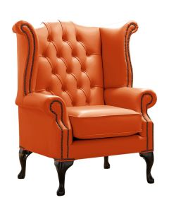 Chesterfield High Back Wing Chair Shelly Firestone Leather Bespoke In Queen Anne Style