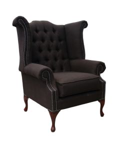 Chesterfield Linen High Back Wing Chair Charles Sandlewood Brown In Queen Anne Style