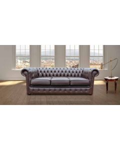 Chesterfield London 3 Seater Antique Brown Leather Sofa In Classic Style