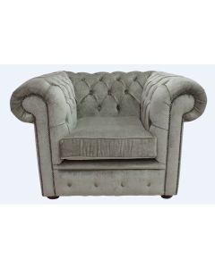 Chesterfield Low Back Club ArmChair Velluto Sage Real Fabric In Classic Style