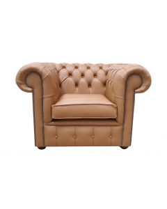 Chesterfield Low Back Club Chair Shelly Saddle Brown Real Leather In Classic Style