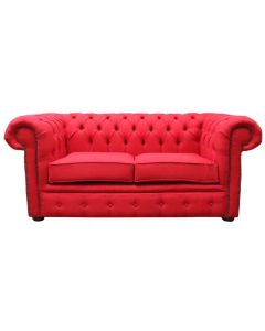 Chesterfield Original 2 Seater Sofa Settee Charles Wine Red Linen Fabric In Classic Style