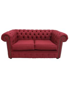 Chesterfield Original 2 Seater Sofa Settee Charles Wine Red Linen Fabric In Classic Style