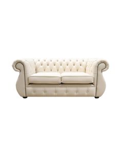 Chesterfield Original 2 Seater Sofa Shelly Almond Real Leather In Kimberley Style