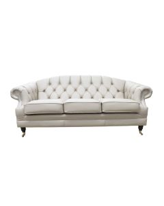 Chesterfield Original 3 Seater Sofa Settee Shelly Pebble Real Leather In Victoria Style