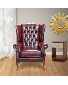 Chesterfield Prince's High Back Wing Chair Antique Oxblood Leather In Mallory Style