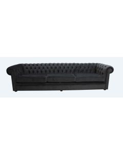 Chesterfield Thomas 5 Seater Amalfi Anthracite Black Velvet Fabric In Classic Style