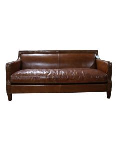 Chichester Vintage 3 Seater Stud Sofa Tan Distressed Real Leather 