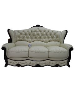 Christina Handmade 3 Seater Sofa Settee Genuine Italian Cream Real Leather  