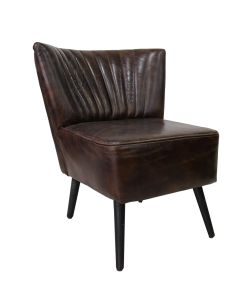 Cocktail Custom Made Chair Vintage Tobacco Brown Real Leather 