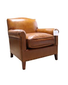 Connor Custom Made Club Chair Vintage Tan Distressed Real Leather 