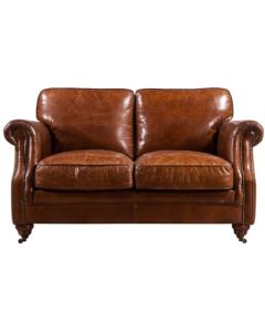 Corby Vintage Retro 2 Seater Distressed Leather Sofa