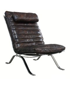Dandeli Handmade Vintage Armchair Distressed Tobacco Brown Real Leather 