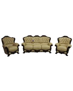 Dante Handmade 3 Seater + Armchair + Armchair Sofa Suite Italian Nut Real Leather  