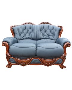 Dante Original 2 Seater Sofa Settee Italian Blue Real Leather 