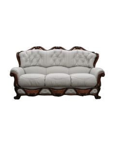 Dante Original 3 Seater Sofa Settee Italian Light Grey Real Leather 