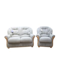 Debora Custom Made 2+Armchair Sofa Suite Genuine Italian Light Grey Real Leather 