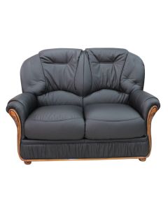 Debora Handmade 2 Seater Sofa Settee Genuine Italian Black Real Leather