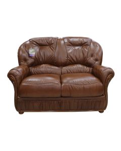 Debora Handmade 2 Seater Sofa Settee Genuine Italian Tabak Brown Real Leather