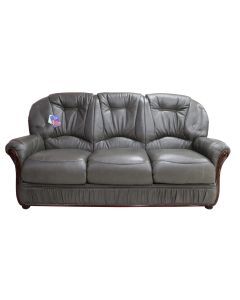 Debora Handmade 3 Seater Sofa Settee Genuine Italian Dark Grey Real Leather 
