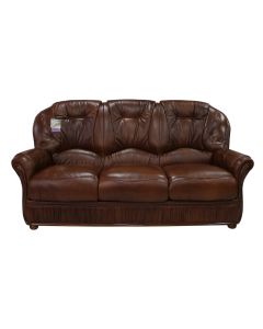 Debora Handmade 3 Seater Sofa Settee Genuine Italian Tabak Brown Real Leather 