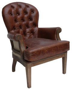 Decons­tructed Estate Handmade Armchair Vintage Brown Distressed Real Leather 
