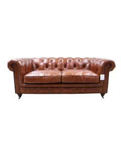 Earle Grande Chesterfield 2 Seater Vintage Tan Leather Sofa