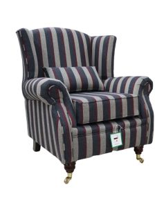 Fireside Wing Chair Gleneagles Stripe Granite Fabric High Back Armchair 