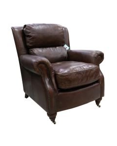 Florence Handmade Armchair Vintage Brown Distressed Real Leather 