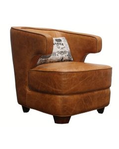 Flynn Handmade Vintage Tub Chair Tan Real Leather 