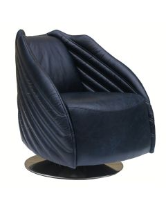 Galaxy Custom Made Swivel Armchair Vintage Black Real Leather 