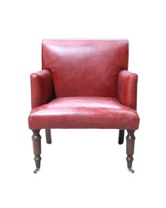 Grayson Handmade Armchair Vintage Rouge Red Distressed Real Leather 