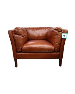 Groucho Custom Made Armchair Vintage Tan Distressed Real Leather 