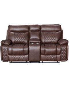 Hampton Original 2 Seater Reclining Sofa With Cupholder Tan Real Leather