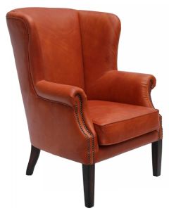 Jaime Genuine Wing Chair Vintage Distressed Brown Real Leather 