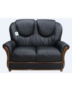 Juliet Handmade 2 Seater Sofa Settee Genuine Italian Black Real Leather 