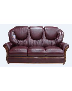 Juliet Handmade 3 Seater Sofa Settee Genuine Italian Burgandy Real Leather  