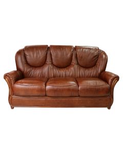 Juliet Handmade 3 Seater Sofa Settee Genuine Italian Tabak Brown Real Leather  