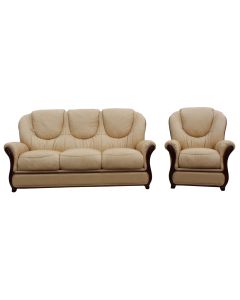 Juliet Original 3 Seater + Armchair Sofa Suite Genuine Italian Nut Real Leather 