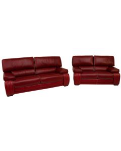 Livorno Handmade 3 Seater + 2 Seater Sofa Suite Genuine Italian Red Real Leather 