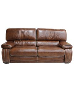 Livorno Handmade 3 Seater Sofa Settee Genuine Italian Tabak Brown Real Leather  