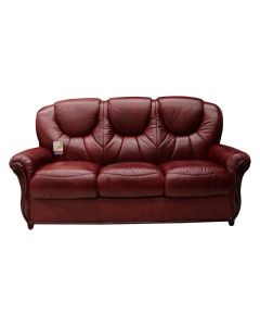 Lucca Handmade 3 Seater Sofa Settee Genuine Italian Burgandy Real Leather 