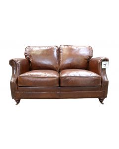 Luxury 2 Seater Vintage Distressed Brown Leather Sofa Settee  