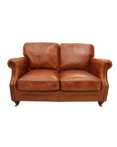 Luxury 2 Seater Vintage Distressed Tan Leather Sofa Settee  