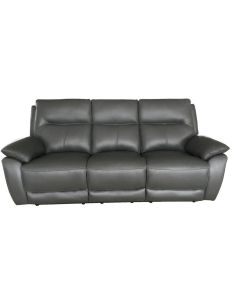 Manhattan Handmade 3 Seater Reclining Sofa Italian Grey Real Leather In Stock